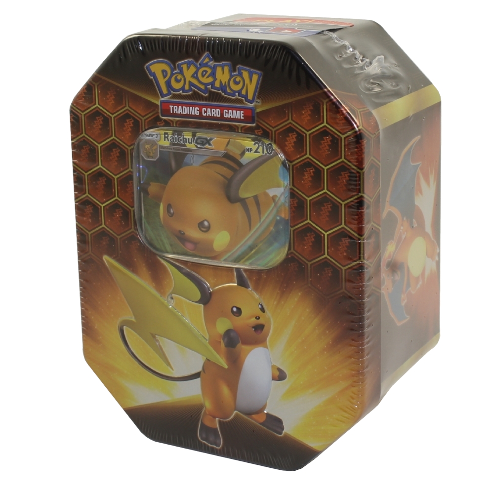 Pokemon 2019 Collectors Hidden Fates Tin - RAICHU GX (1 Foil & 4 Hidden Fates Booster Packs)