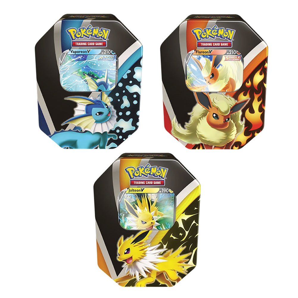 Pokemon 2021 Eevee Original Evolutions Collectors Tins - SET OF 3 (Flareon, Jolteon & Vaporeon)