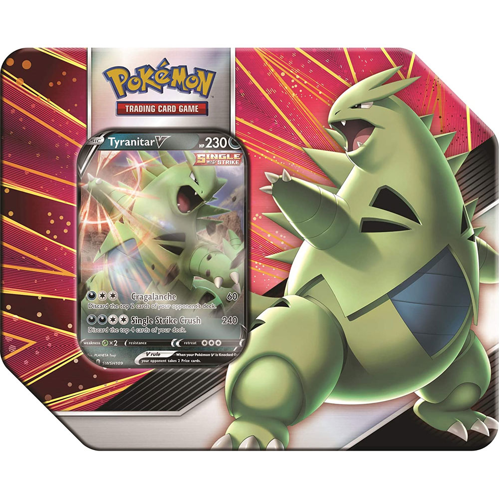 Pokemon 2021 V Strikers Collectors Tin - TYRANITAR V (5 Packs & 1 Foil)