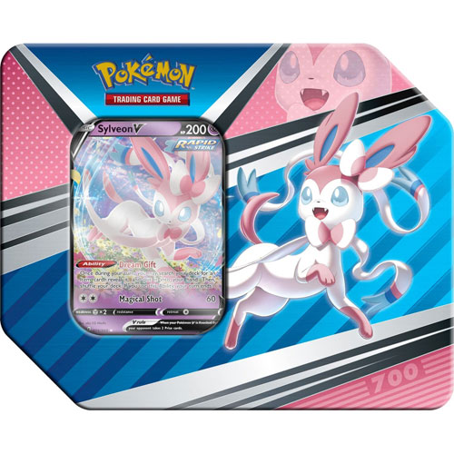 Pokemon 2022 V Heroes Collectible Sealed Tin - SYLVEON V (5 Packs & 1 Foil)