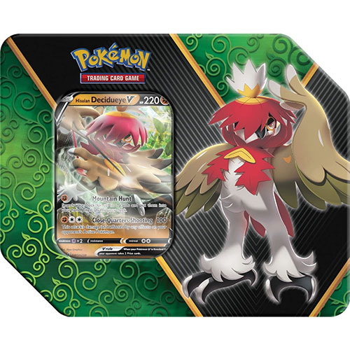 Pokemon 2022 Divergent Powers Collectible Sealed Tin - HISUIAN DECIDUEYE V (5 Packs & 1 Foil)