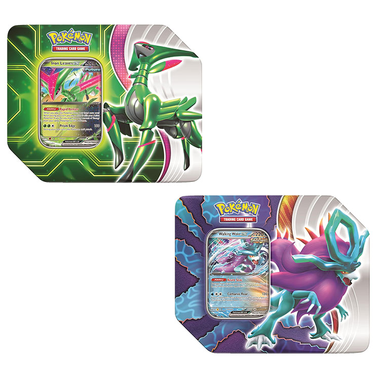 Pokemon 2024 Paradox Clash Collectors Tins - SET OF 2 EX TINS [Walking Wake & Iron Leaves]