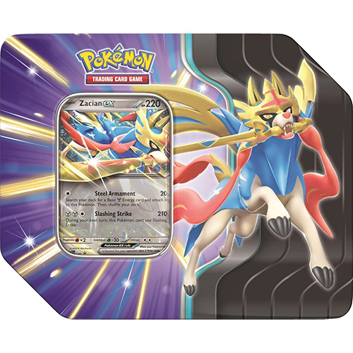 Pokemon 2025 Slashing Legends Collectors Tin - ZACIAN EX (5 Packs & 1 Foil)