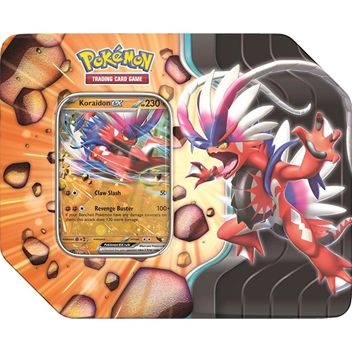 Pokemon 2025 Slashing Legends Collectors Tin - KORAIDON EX (5 Packs & 1 Foil)