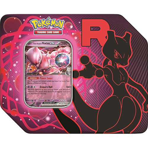 Pokemon 2025 Team Rocket Collectors Tin - TEAM ROCKET'S MEWTWO EX (5 Packs & 1 Foil)