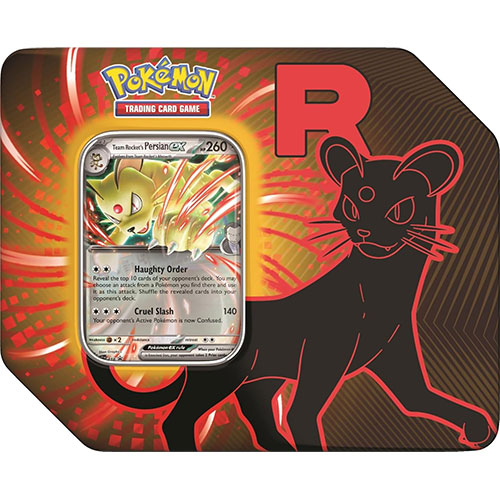 Pokemon 2025 Team Rocket Collectors Tin - TEAM ROCKET'S PERSIAN EX (5 Packs & 1 Foil)