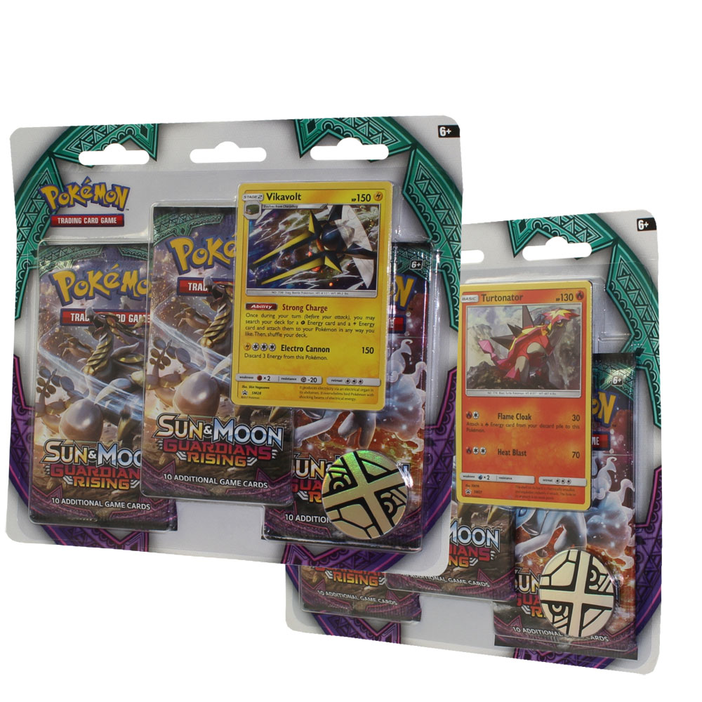 Pokemon Cards - Sun & Moon Guardians Rising - SET OF 2 BLISTER PACKS (Vikavolt & Turtonator)