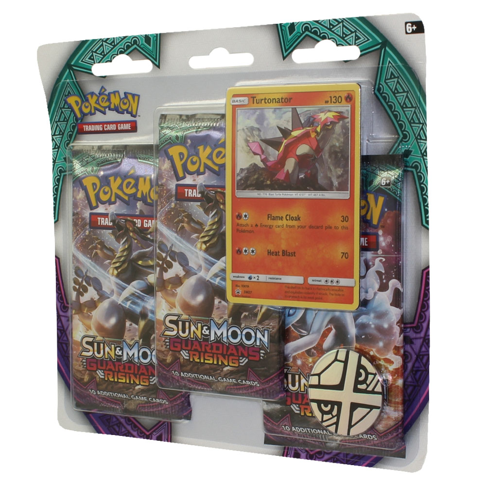 Pokemon Cards - Sun & Moon Guardians Rising - TURTONATOR BLISTER PACK (3 Boosters & 1 Foil)