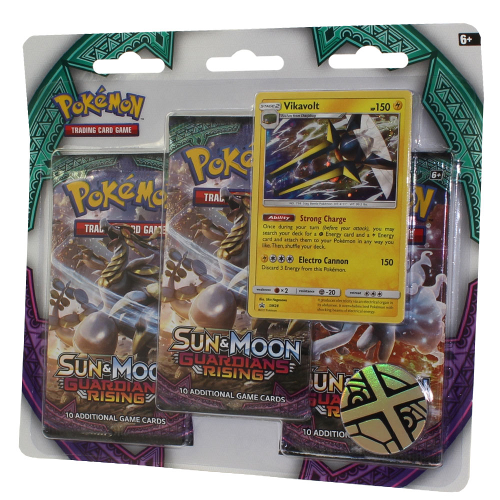 Pokemon Cards - Sun & Moon Guardians Rising - VIKAVOLT BLISTER PACK (3 Boosters & 1 Foil)