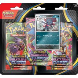 Pokemon Cards - Mega Evolution Phantasmal Flames - WEAVILE BLISTER PACK (3 Boosters & 1 Foil)