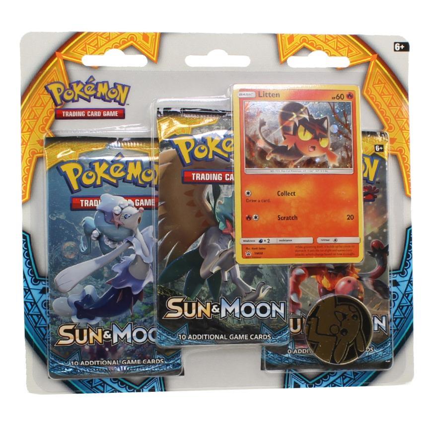 Pokemon Cards - Sun & Moon - LITTEN BLISTER PACK (3 Boosters & 1 Foil)