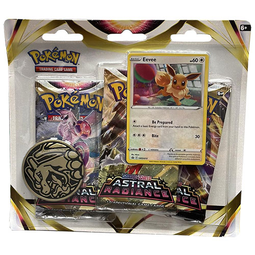 Pokemon Cards - Sword & Shield: Astral Radiance - EEVEE BLISTER PACK (3 Boosters, 1 Coin & 1 Foil)