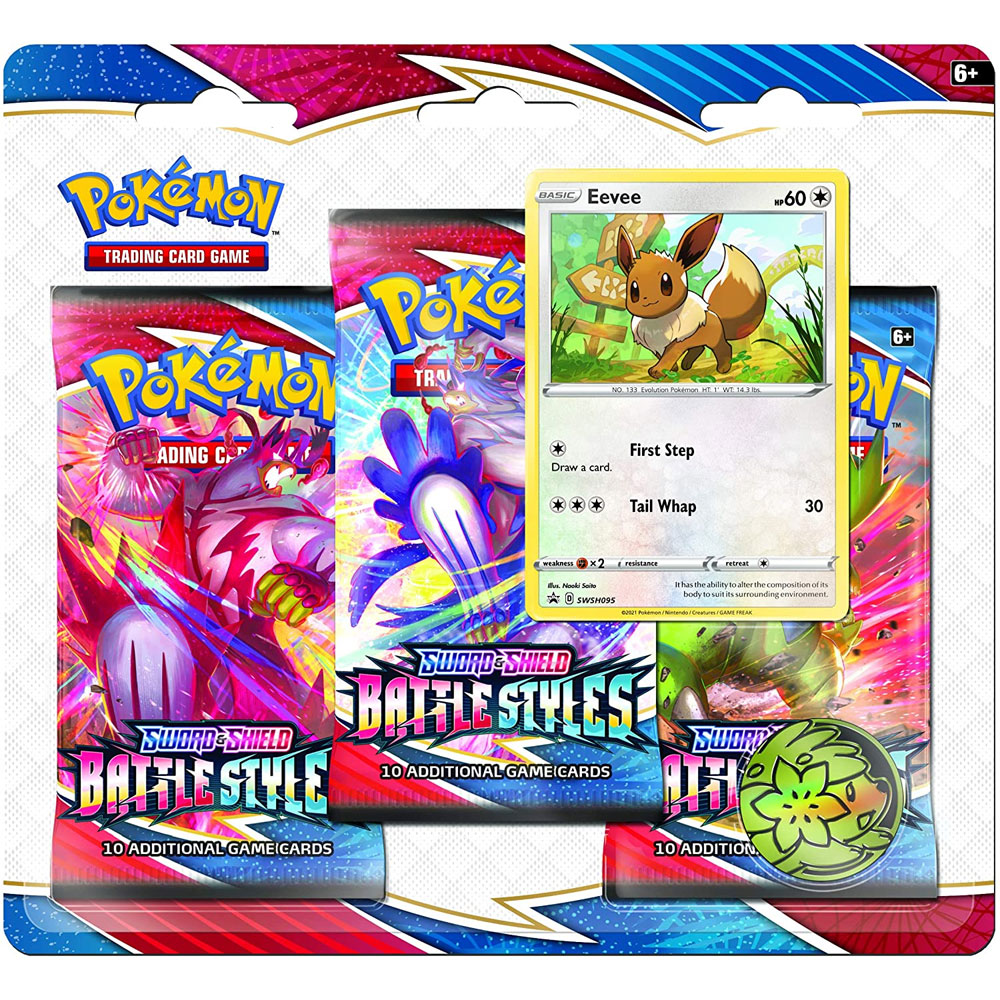 Pokemon Cards - Sword & Shield: Battle Styles - EEVEE BLISTER PACK (3 Boosters, 1 Coin & 1 Foil)