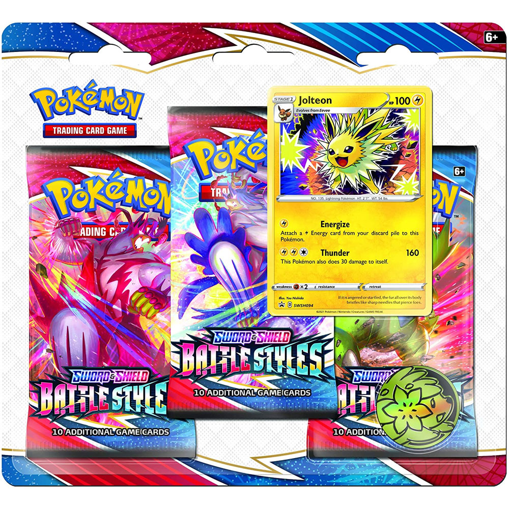 Pokemon Cards - Sword & Shield: Battle Styles - JOLTEON BLISTER PACK (3 Boosters, 1 Coin & 1 Foil)