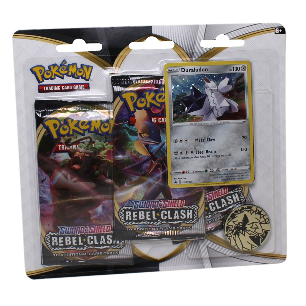 Pokemon Cards - Sword/Shield: Rebel Clash - DURALUDON BLISTER PACK (3 Boosters,1 Coin & 1 Foil)