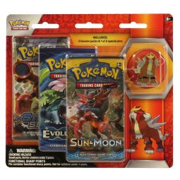 Pokemon Cards - Legendary Beasts Collector's Pin Set - ENTEI (3 Packs & 1 Pin)
