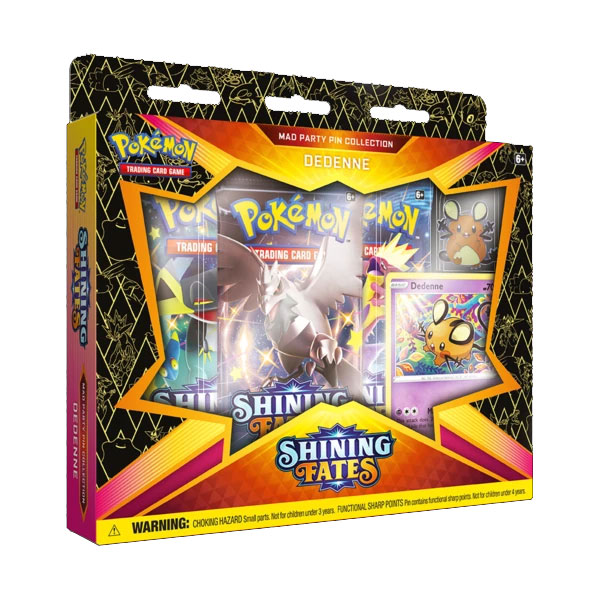 Pokemon Cards - SHINING FATES MAD PARTY PIN COLLECTION (Dedenne) (1 Pin, 3 Packs & 1 Foil)