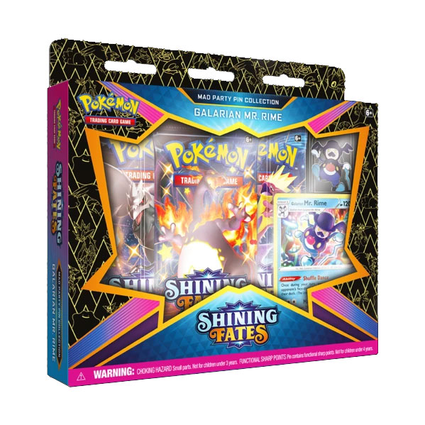 Pokemon Cards - SHINING FATES MAD PARTY PIN COLLECTION (Galarian Mr. Rime) (1 Pin, 3 Packs & 1 Foil)