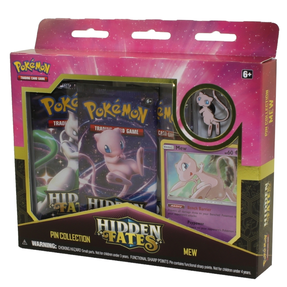 Pokemon Cards - Hidden Fates Pin Collection - MEW (3 Hidden Fates Booster Packs, 1 Pin, 1 Foil)