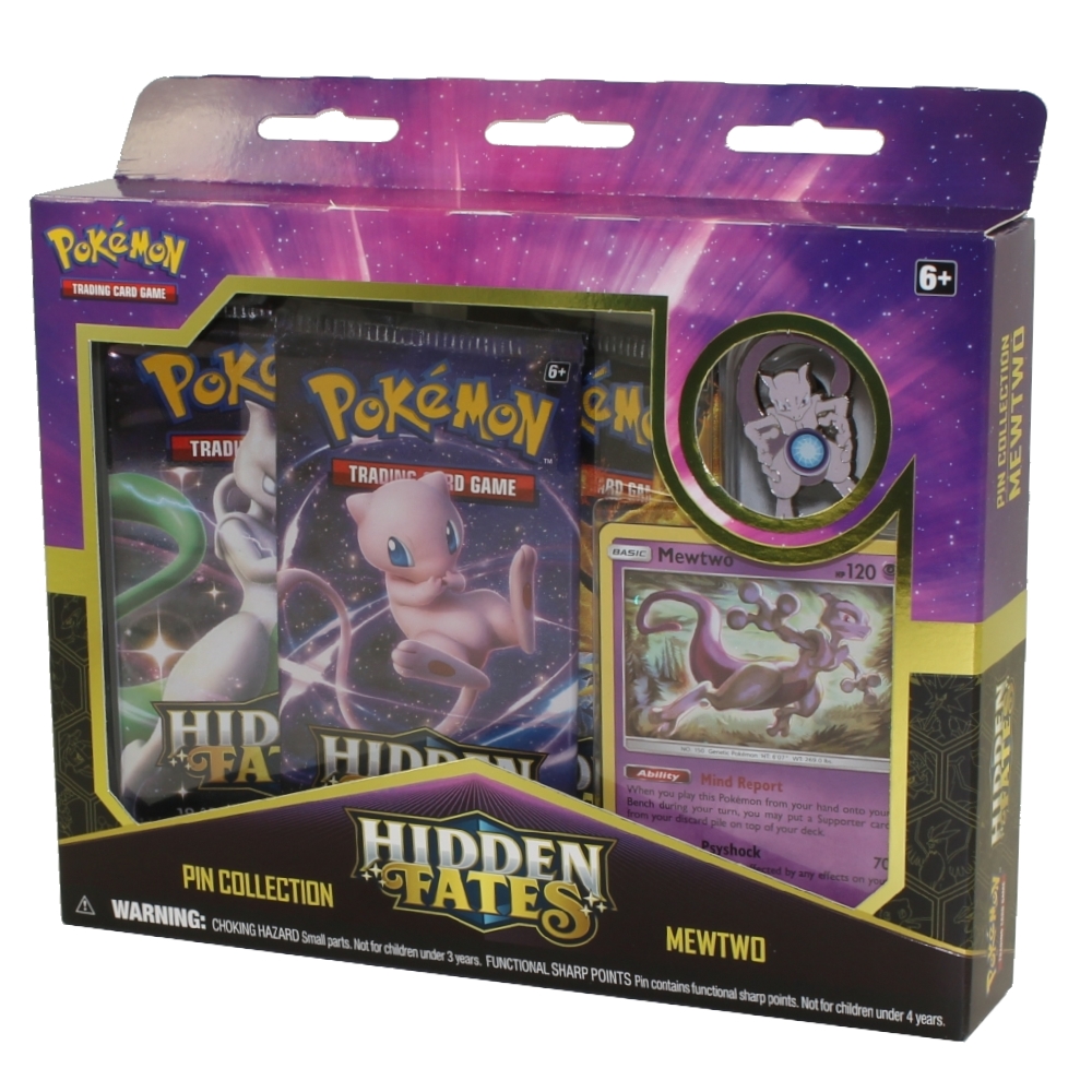 Pokemon Cards - Hidden Fates Pin Collection - MEWTWO (3 Hidden Fates Booster Packs, 1 Pin, 1 Foil)