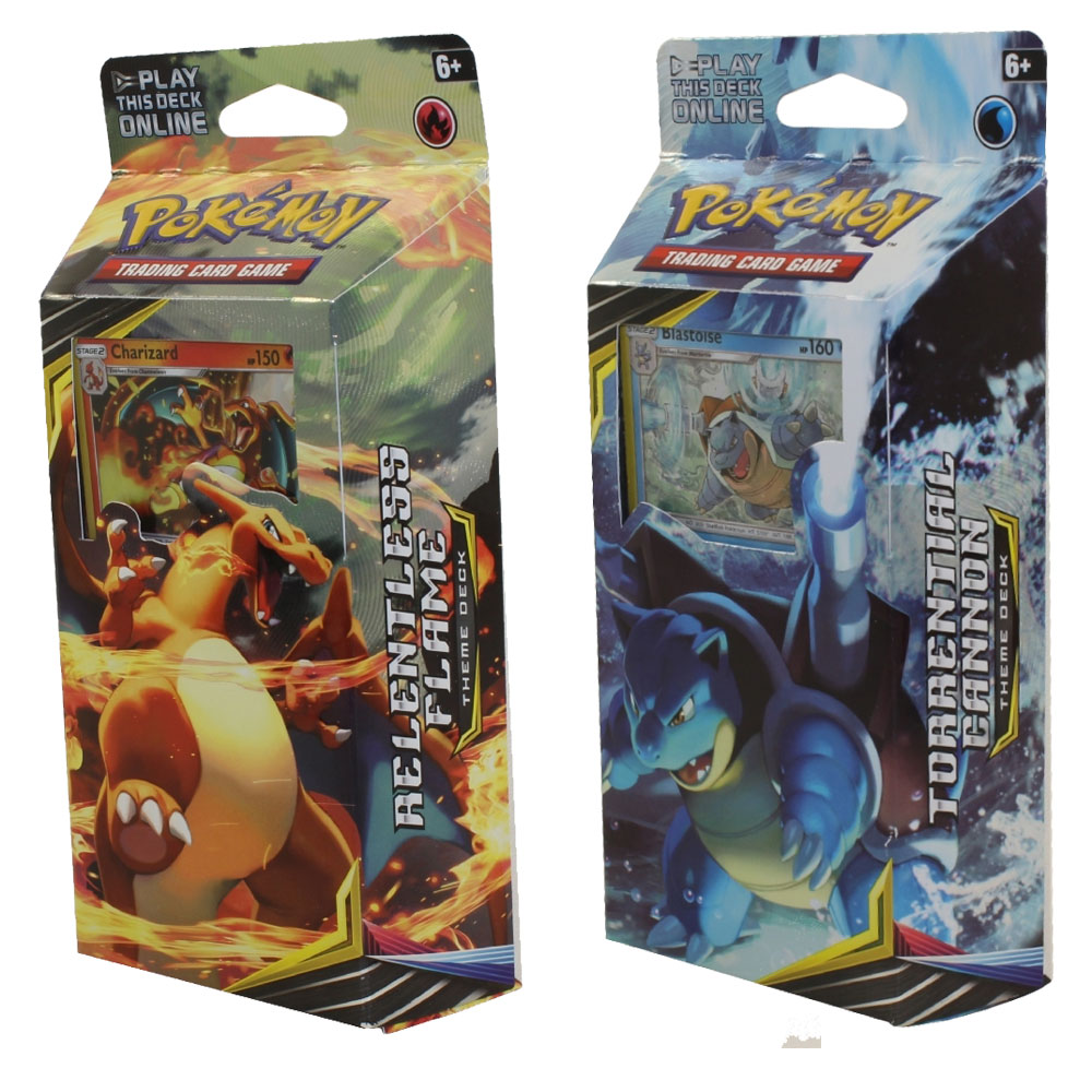 Pokemon Cards - Sun & Moon Team Up Theme Decks - SET OF 2 (Relentless Flame & Torrential Cannon)