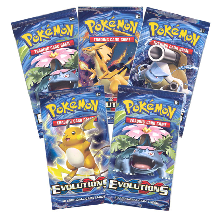 Factory Sealed From Box Pokemon Cards 10 XY EVOLUTIONS Booster Pack Lot
