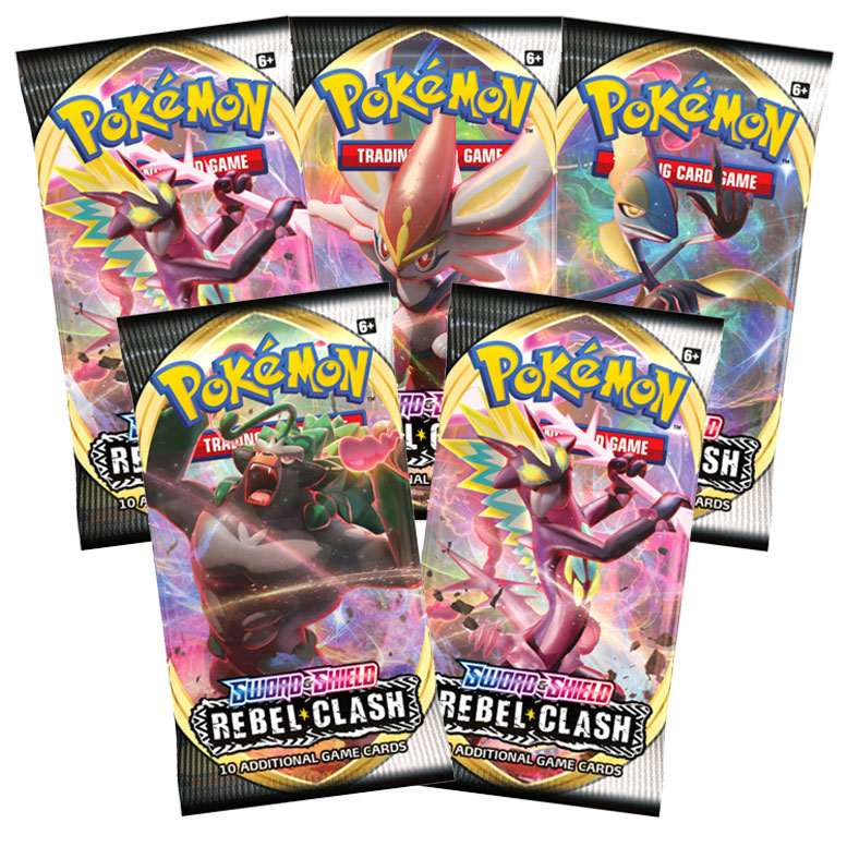 Pokemon Cards - S&S: Rebel Clash - BOOSTER PACKS (5 Pack Lot)