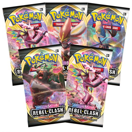 Pokemon Sword /& Shield Rebel Clash booster packs 5 pack lot