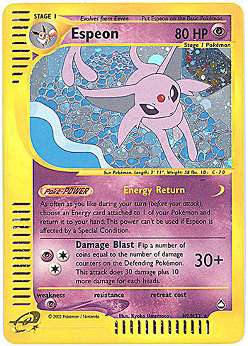 Pokemon Card - Aquapolis H9/H32 - ESPEON (holo-foil)