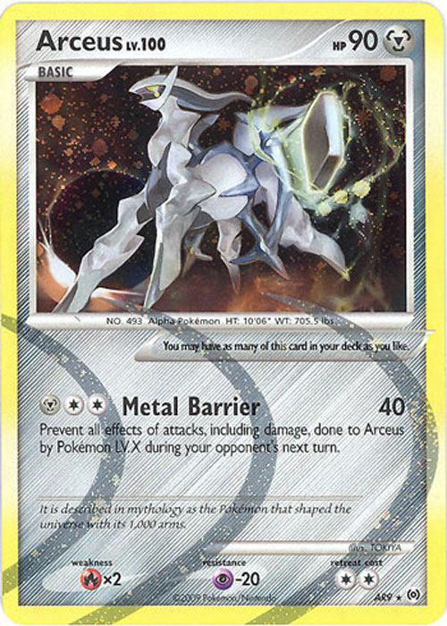 Pokemon Card - Arceus AR9 - ARCEUS Lv.100 (holo-foil)