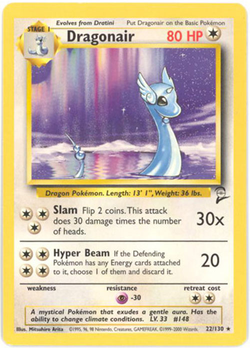 Pokemon Card - Base 2 Set 22/130 - DRAGONAIR (rare)