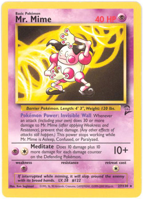 Pokemon Card - Base 2 Set 27/130 - MR. MIME (rare)