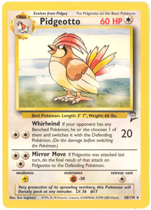 Pokemon Card - Base 2 Set 28/130 - PIDGEOTTO (rare)