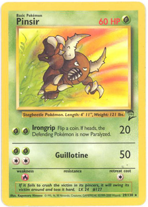 Pokemon Card - Base 2 Set 29/130 - PINSIR (rare)