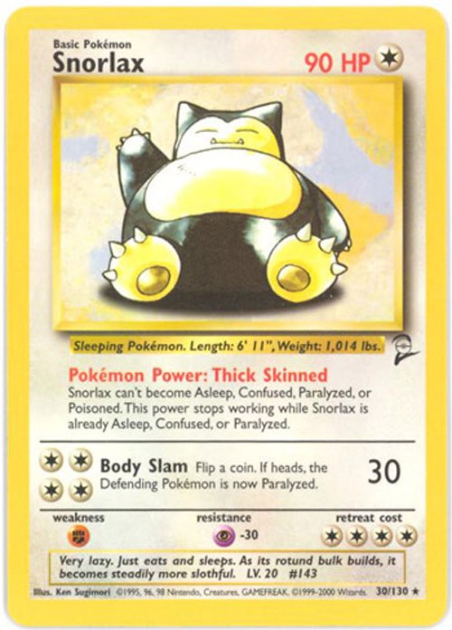 Pokemon Card - Base 2 Set 30/130 - SNORLAX (rare)