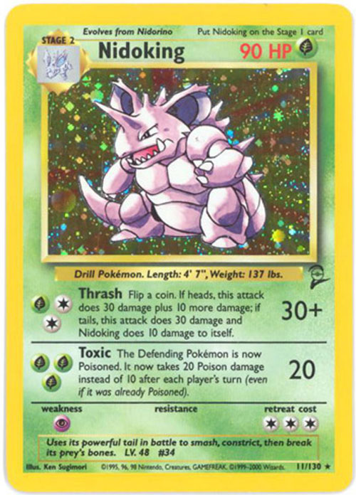 Pokemon Card - Base 2 Set 11/130 - NIDOKING (holo-foil) *Played*