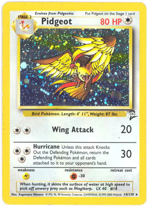 Pokemon Card - Base 2 Set 14/130 - PIDGEOT (holo-foil) *Played*