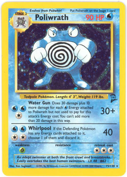 Pokemon Card - Base 2 Set 15/130 - POLIWRATH (holo-foil)