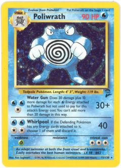 Pokemon Card - Base 2 Set 15/130 - POLIWRATH (holo-foil)