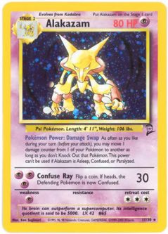 Pokemon Card - Base 2 Set 1/130 - ALAKAZAM (holo-foil)