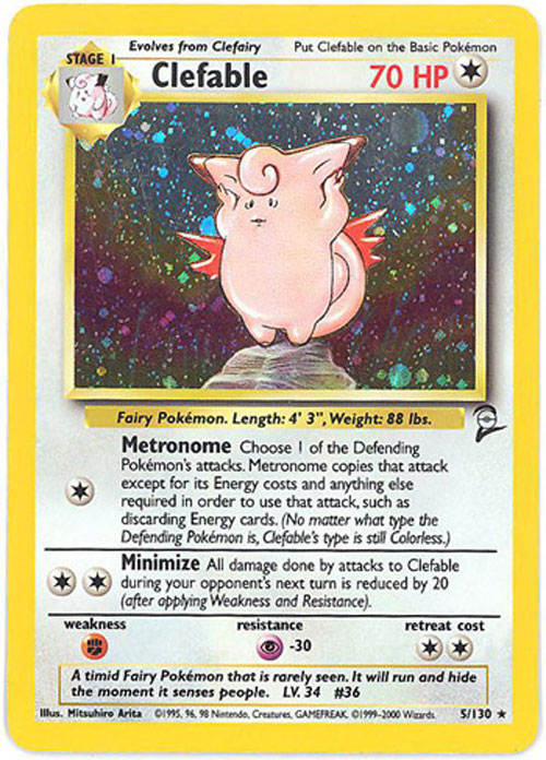 Pokemon Card - Base 2 Set 5/130 - CLEFABLE (holo-foil)