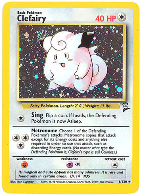 Pokemon Card - Base 2 Set 6/130 - CLEFAIRY (holo-foil)