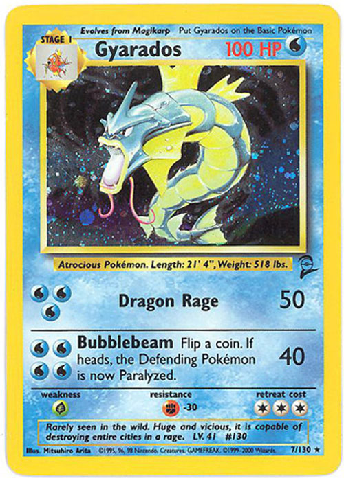 Pokemon Card - Base 2 Set 7/130 - GYARADOS (holo-foil)