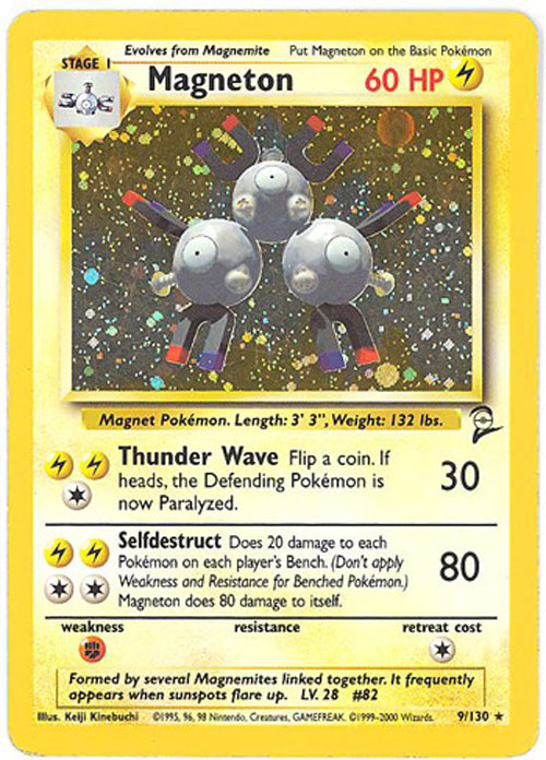 Pokemon Card - Base 2 Set 9/130 - MAGNETON (holo-foil)
