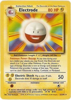 Pokemon Card - Base 21/102 - ELECTRODE (rare)