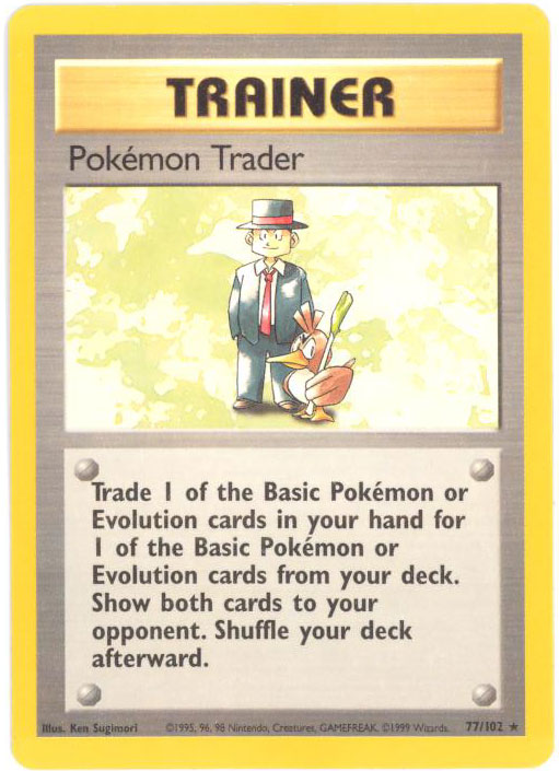 Pokemon Traider 77/102 Rare Base Set TCG Card 