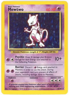 Pokemon Card - Base 10/102 - MEWTWO (holo-foil)