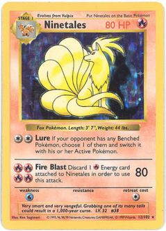 Pokemon Card - Base 12/102 - NINETALES (holo-foil) *Shadowless*