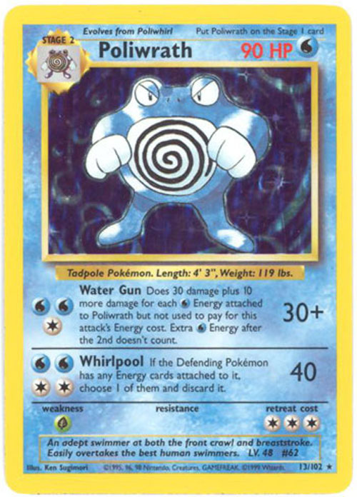 Pokemon Card - Base 13/102 - POLIWRATH (holo-foil)