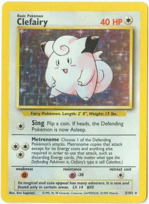 Pokemon Card - Base 5/102 - CLEFAIRY (holo-foil)